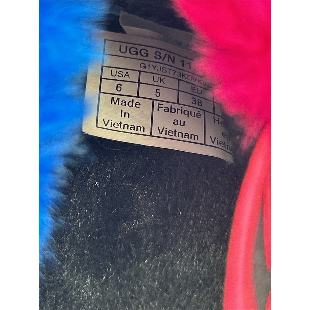 UGG Fluff Yeah Slide Women's Size 6 Black/Rainbow Rare - Picture 8 of 8